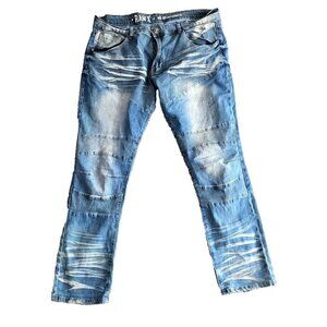 Raw X Jeans Men's 40x32 Standard Distressed Medium Wash Blue Stretch RN# 137711